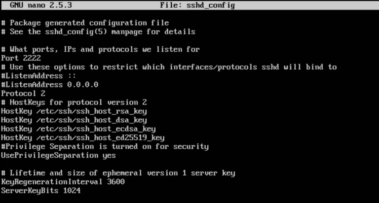 Protocol host. /Etc/SSH/SSHD_config вид. Nano /etc/SSH/SSHD_config. Настройка SSH Servers. Host Key.